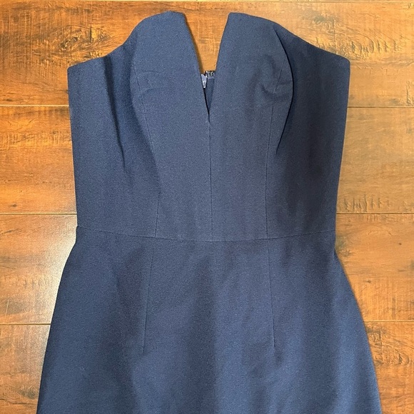 DRESS THE POPULATION Perla Midnight Blue Midi Strapless Sheath Dress Size XS - Picture 5 of 15